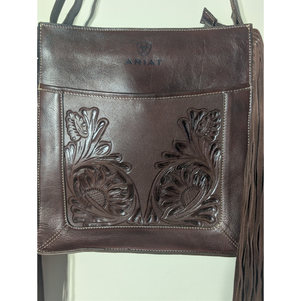 ARIAT Victoria Fringe Leather‎ Messenger Bag Conceal Carry Brown Leather Western - Picture 3 of 13